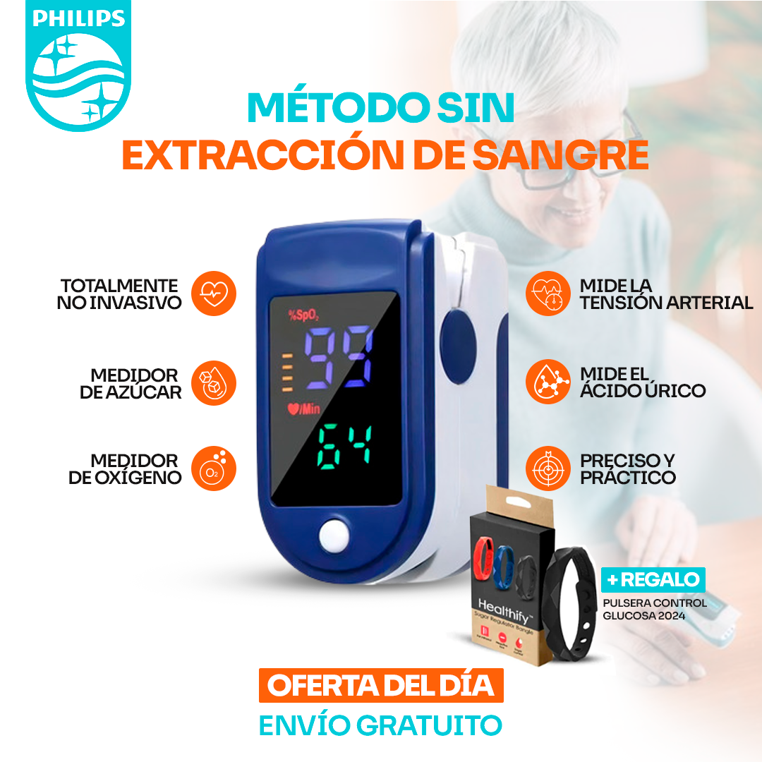 Glucomax Philips - Medidor láser de glucosa en sangre no invasivo de alta precisión - Compra 1 y obtenga 2 HOY! + Regalos